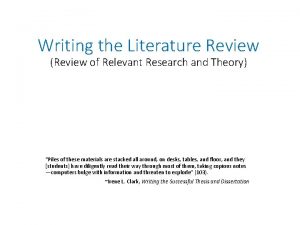 Literature review theory