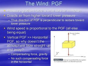 The Wind PGF Pressure gradient force is what