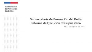 Subsecretara de Prevencin del Delito Informe de Ejecucin