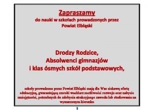 Zapraszamy do nauki w szkoach prowadzonych przez Powiat