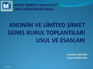 BURSA SERBEST MUHASEBEC MAL MAVRLER ODASI ANONM VE