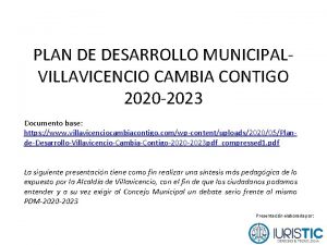 Plan de desarrollo villavicencio