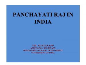 PANCHAYATI RAJ IN INDIA S M VIJAYANAND ADDITIONAL