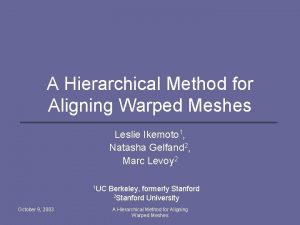 A Hierarchical Method for Aligning Warped Meshes Leslie