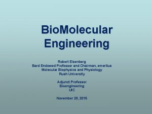 Bio Molecular Engineering Robert Eisenberg Bard Endowed Professor