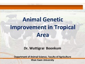 Animal Genetic Improvement in Tropical Area Dr Wuttigrai
