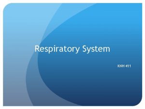 Respiratory System KNH 411 Respiratory System Nutritional status