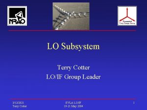 LO Subsystem Terry Cotter LOIF Group Leader 3122021