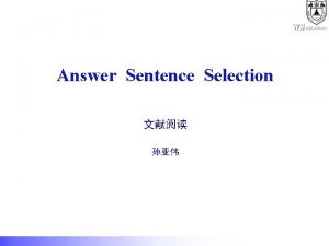 ws nju edu cn Answer Sentence Selection Articles
