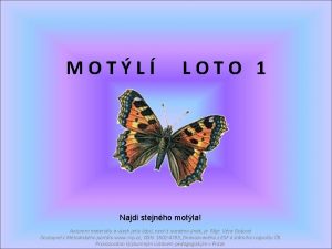 MOTL LOTO 1 Najdi stejnho motla Autorem materilu