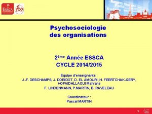 Psychosociologie des organisations 2me Anne ESSCA CYCLE 20142015