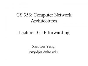 CS 356 Computer Network Architectures Lecture 10 IP