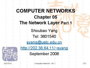 COMPUTER NETWORKS Chapter 05 The Network Layer Part
