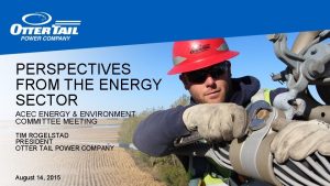 PERSPECTIVES FROM THE ENERGY SECTOR ACEC ENERGY ENVIRONMENT