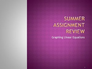 Graphing Linear Equations 1 Equations tables of values