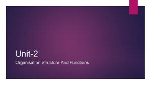 Unit2 Organisation Structure And Functions Concepts Organisation is