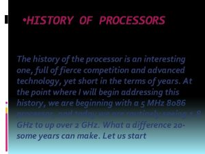 The history of cpu