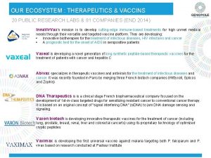 OUR ECOSYSTEM THERAPEUTICS VACCINS 20 PUBLIC RESEARCH LABS