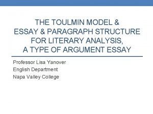 Toulmin model of argument essay outline