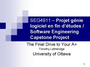 SEG 4911 Projet gnie logiciel en fin dtudes