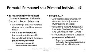 Primatul Persoanei sau Primatul Individului Europa Prinilor fondatori