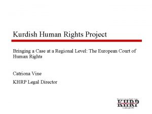 Kurdish Human Rights Project Bringing a Case at