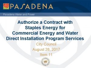Pasadena Water and Power Authorize a Contract with