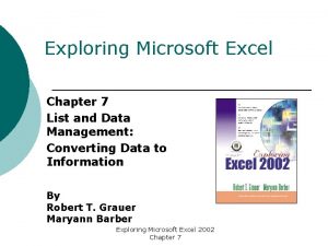 Excel chapter 7