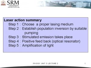 Laser action summary Step 1 Choose a proper