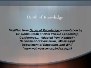 Depth of knowledge examples