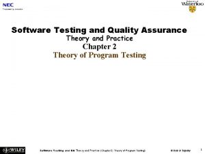 Software testing and quality assurance theory and practice