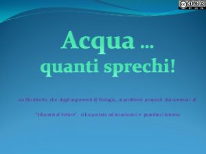 Acqua quanti sprechi un filo diretto che dagli