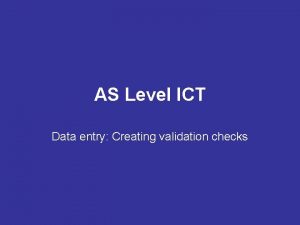Validation check ict