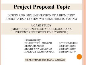 Online voting system project proposal Online voting system project proposal