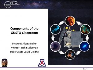 Components of the GUSTO Cleanroom Student Alyssa Baller