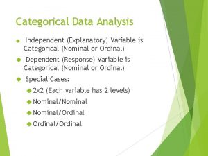 Categorical Data Analysis Independent Explanatory Variable is Categorical