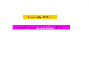 Calorimeter Status Nirmalya Parua SUNY Stony Brook Trigger