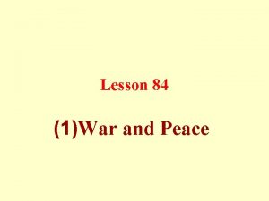 Lesson 84 1War and Peace Jihad is commanded