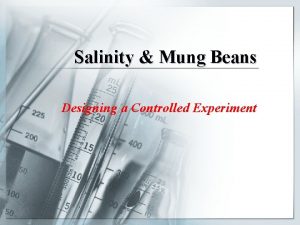 Salinity Mung Beans Designing a Controlled Experiment The