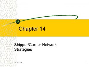 Chapter 14 ShipperCarrier Network Strategies 3122021 1 Introduction