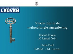 Vrouw zijn in de multiculturele samenleving Emeriti Forum