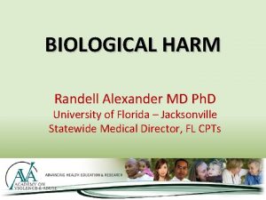 BIOLOGICAL HARM Randell Alexander MD Ph D University