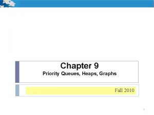 Chapter 9 Priority Queues Heaps Graphs Fall 2010
