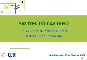 PROYECTO CALIRED CUADRO DE MANDO INTEGRAL BALANCED SCORECARD