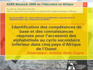 ADEA Biennale 2008 de lducation en Afrique Au