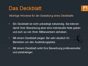 Das Deckblatt Wichtige Hinweise fr die Gestaltung eines