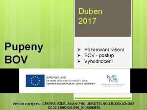 Duben 2017 Pupeny BOV Pozorovn raen BOV postup