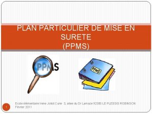 PLAN PARTICULIER DE MISE EN SURETE PPMS 1