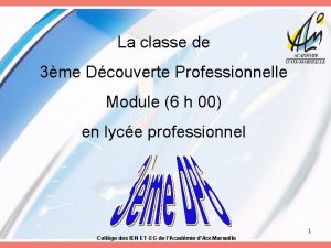 La classe de 3me Dcouverte Professionnelle Module 6