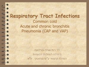 Respiratory Tract Infections Common cold Acute and chronic